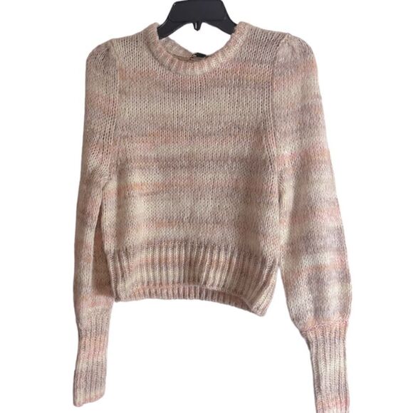 NWT Wild Fable Target Pink Peach Cream Puff Sleeve Knit Sweater Medium 📦 - Picture 1 of 8